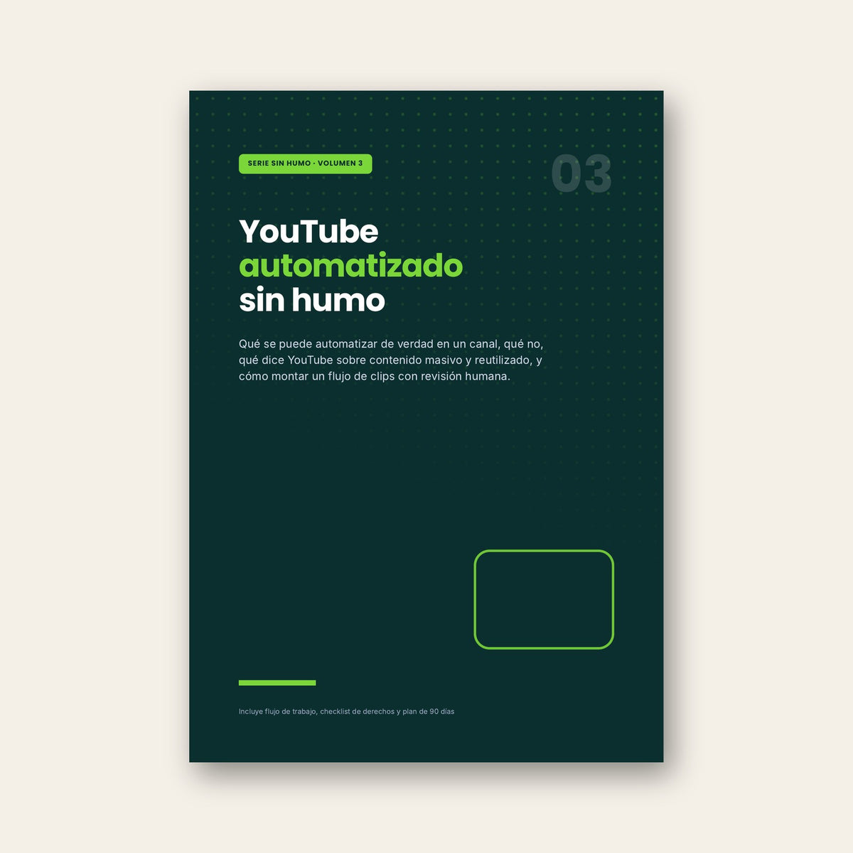 Portada de YouTube automatizado sin humo, Vol. 3